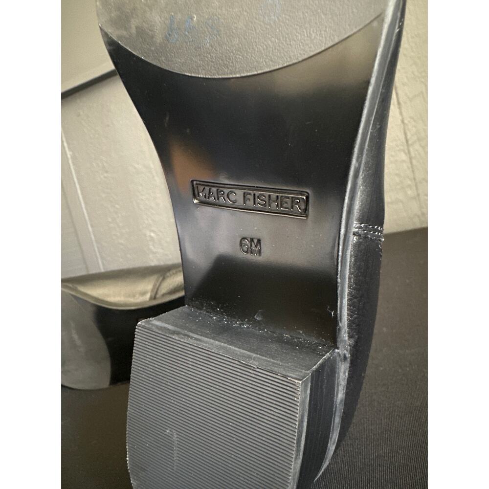 MARC FISHER Missir Black Leather Chelsea Boots Block Heel Pointed Toe Size 6 - Picture 10 of 13